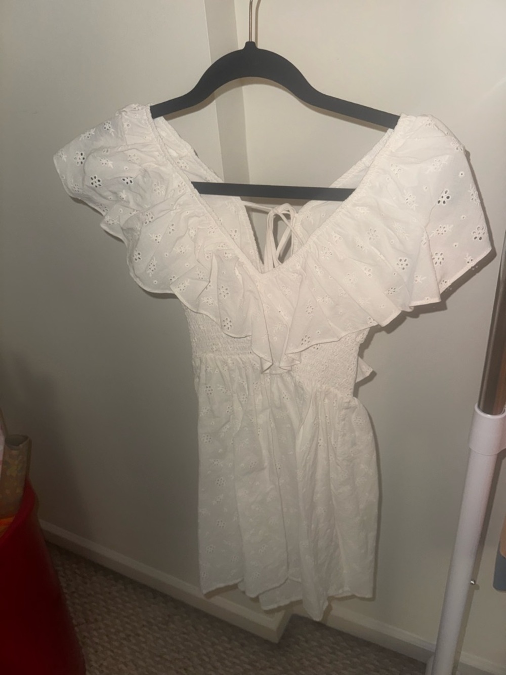 NWT Weworewhat White Eyelet Ruffle Mini Dress